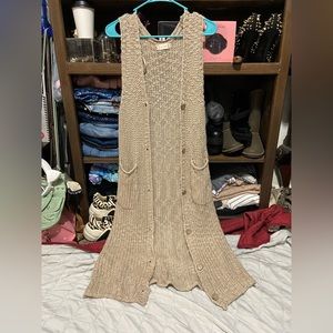 Altard state crème tan longline sweater duster knit sz med m euc